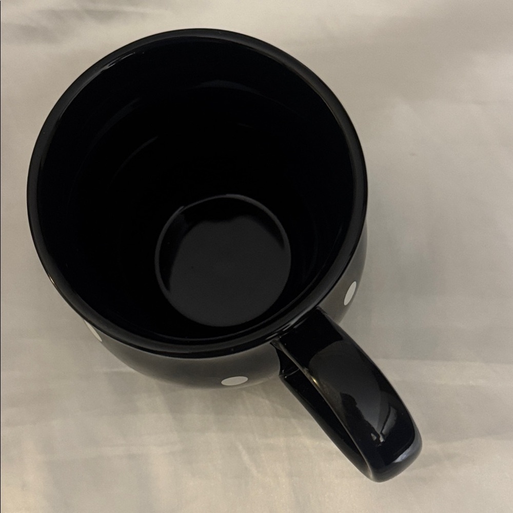 Temptations Black Ceramic Mug with White Polka Dots - Picture 3 of 3